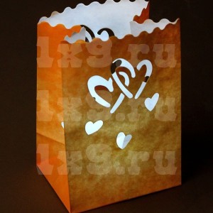 Пакет светящийся "Двойное сердце", 26x15см